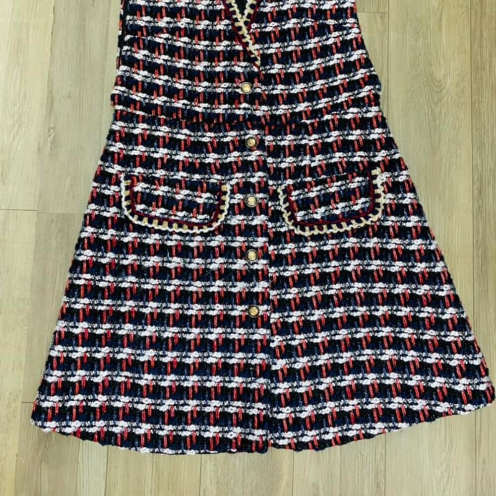 NWOT Striped Pattern Sleeveless Tweed Dress - Picture 2 of 4